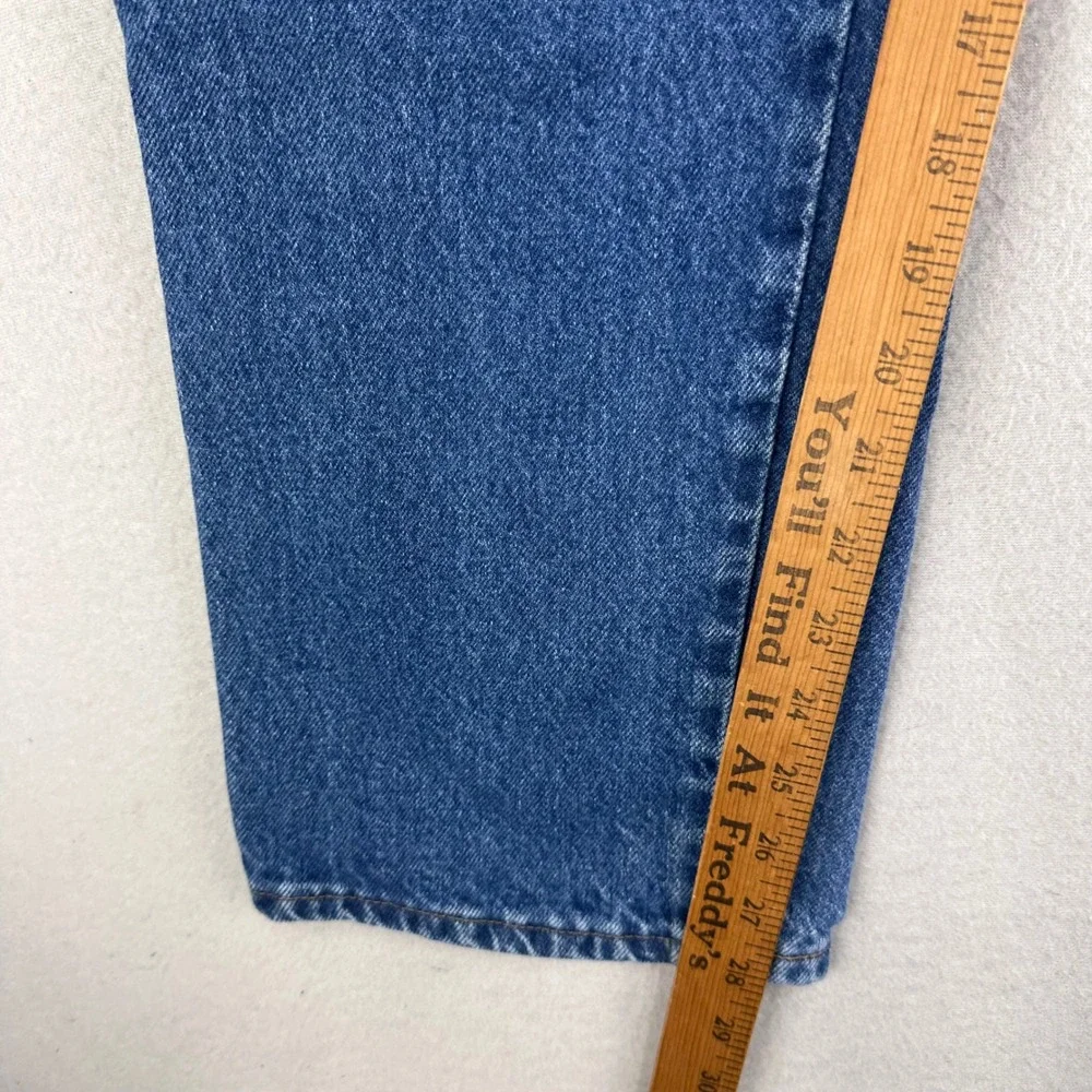 Rustler Jeans Classic Straight Mens 34x30 Faded Distressed Whiskering Denim Work